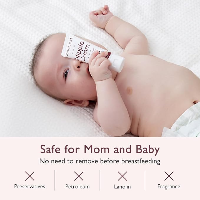 Momcozy Nipple Cream Safe for Breastfeeding, No Wipe Off Lanolin-Free Nipple Balm, Soothing Cream, Breastfeeding Essentials for Nursing & Pumping Moms, 1.41 oz
