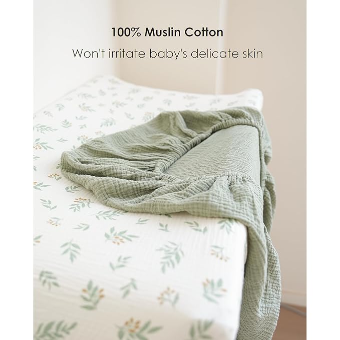 MairMore Changing Pad Cover for Neutral Baby Muslin Soft Cotton Diaper Changing Table Pad Cover Changing Pad Sheets for Girls and Boys - 2 Pack(Green)