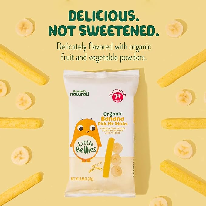 Little Bellies Organic Banana Pick-Me Sticks Baby Snack (Pack of 5 x 0.56 oz Individual Packs)