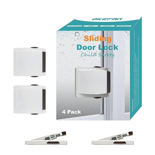4 Pack Sliding Door Lock Child Safety (Brown)