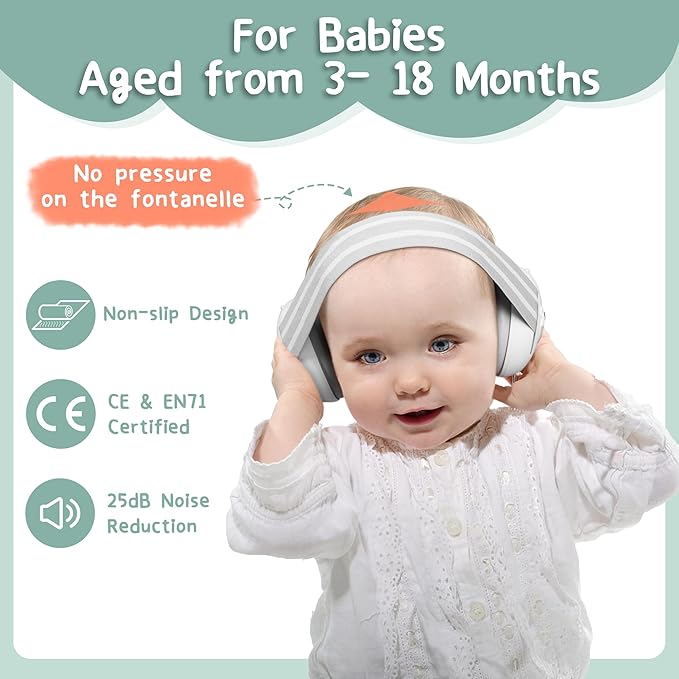 BOENFU Baby Ear Muffs Noise Protection Noise Cancelling Headphones with Adjustable Headband, Ear Protection for Babies