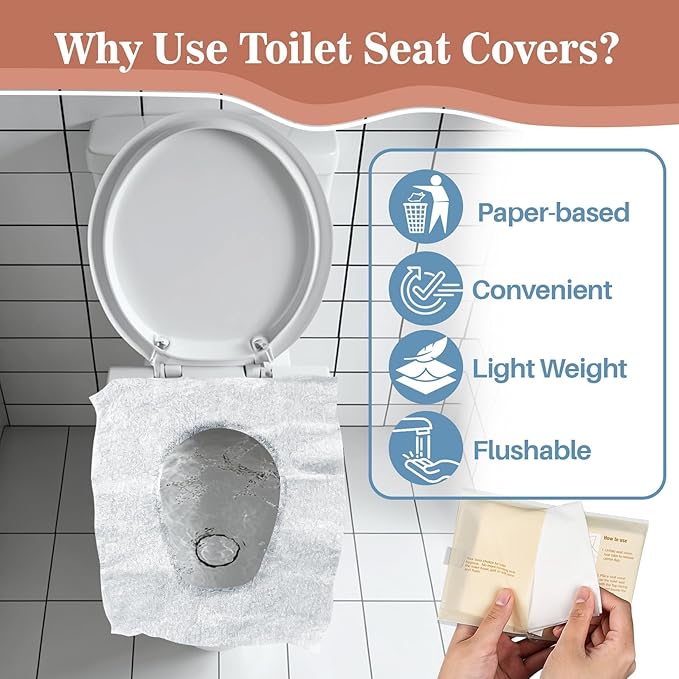 RAINFLOW Toilet Seat Covers Disposable Flushable - 10 Pack Portable Travel Toilet Seat Cover, Individually Wrapped Potty Training Covers for Women, Mini Purse Size for Airplane Hotel Camping Bathroom
