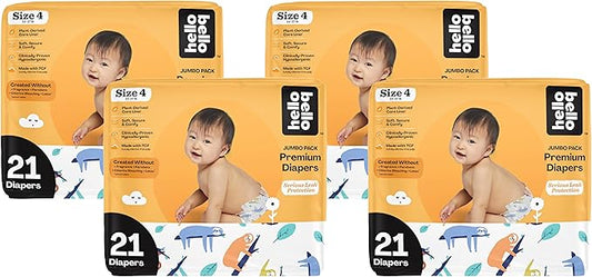 Hello Bello Premium Baby Diapers Size 4 I 21 Count of Disposeable, Extra-Absorbent, Hypoallergenic Baby Diapers with Snug and Comfort Fit I Sleepy Sloth (Pack of 4)