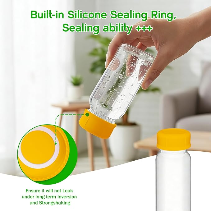 10PCS Baby Bottle Caps for Dr Brown Narrow Bottles, Travel Bottle Lids Replacement for Narrow-Neck Bottle, Tight and Leak-Proof, Yellow