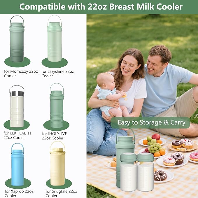 Breastmilk Storage Bottles Collection Bottles, 10oz Wide-Neck Breast Milk Container Compatible for Spectra S1 S2 SG Motif Luna Breast Pumps, Fit for 22oz Breast Milk Cooler & Fridge, 2 Packs