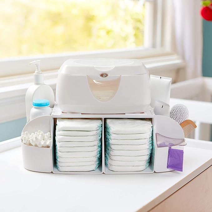 Munchkin® Diaper Change Organizer & Secure Grip™ Contoured Baby Diaper Changing Pad for Dresser, Waterproof, 16" x 31"