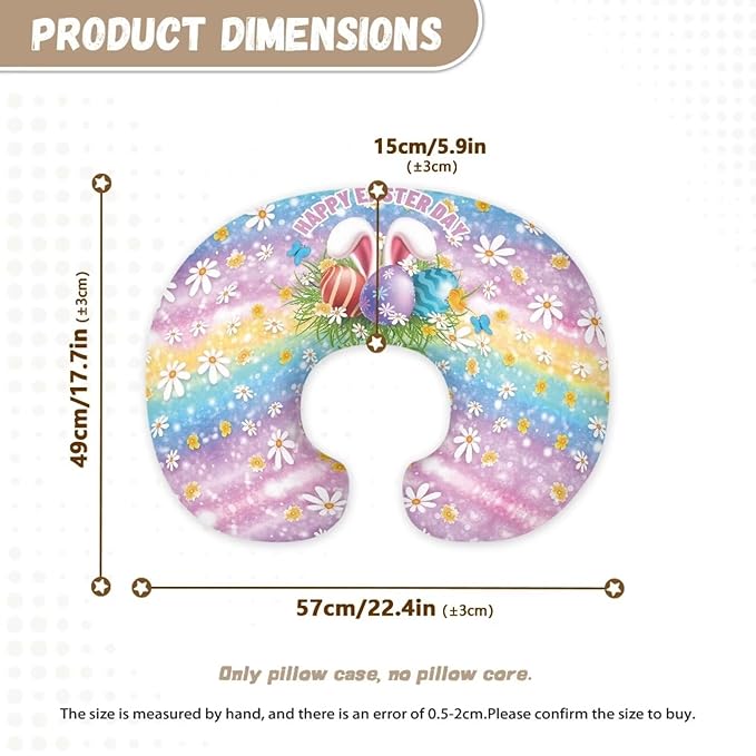 Breastfeeding Pillow Slipcover for Baby with Daisy Butterfly Easter Egg and Rabbit Print Breastfeeding Nursing Pillow Slipcovers Super Soft Baby Essentials
