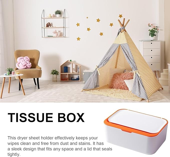 Refillable Wet Wipes Dispenser For Babies & Adults – One-Handed Operation, Freshness-Locking Design, Wet Toilet Paper Box For Home, Office, Kitchen & Bathroom(Orange)