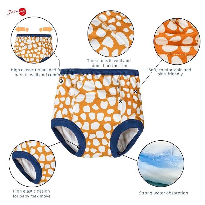 Joyo roy 4Pcs Potty Training Underwear for Boys and Girls 100% Cotton Soft Super Absorption Thick Padded Toilet Training Pants 3T Toddler Girls Underwear Waterproof Pee Pants with Potty Sticker Chart