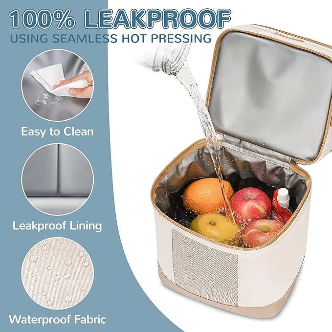 Mancro Breastmilk Cooler Bag with Ice Pack, Double Layer Breast Milk Cooler Bag Fits 6 Bottles Up to 9 Ounces, Leafproof Insulated Baby Bottle Bag for Nursing &Working Mom