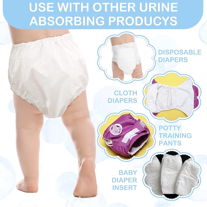 Funtery 12 Packs Waterproof Plastic Pants for Toddlers Reusable Diaper Covers Unisex Baby Potty Training Underwear Covers
