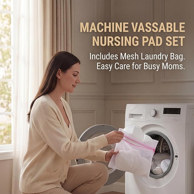 Reusable Nursing Pads with Washing Bags - 10-Pack Viscose from Bamboo Breastfeeding Pads, Washable Organic Maternity Nipple Pads (L 4.72") (3 Layer Anti-Slip, Anti-Slip Particles)