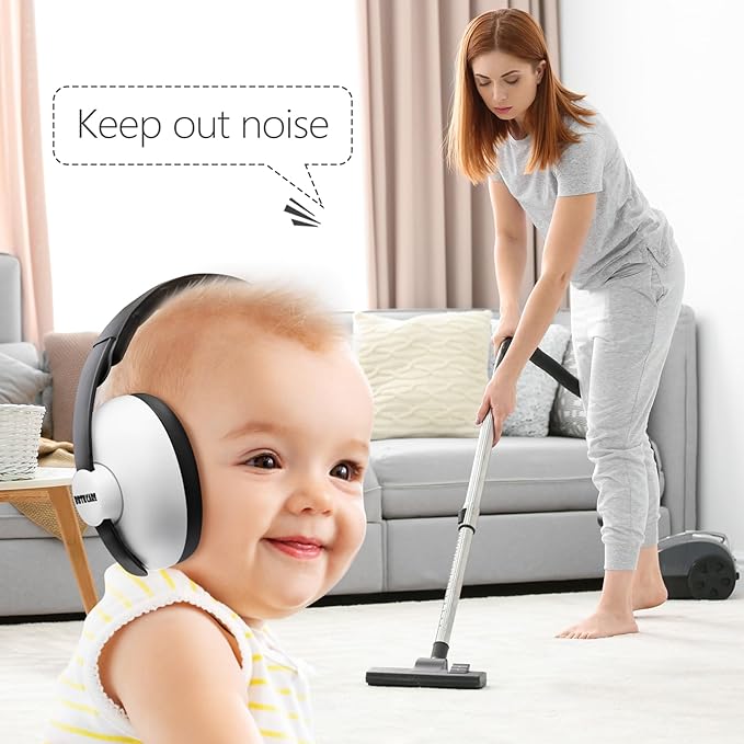 BBTKCARE Baby Headphones Noise Cancelling Headphones for Babies for 3 Months to 3 Years - white