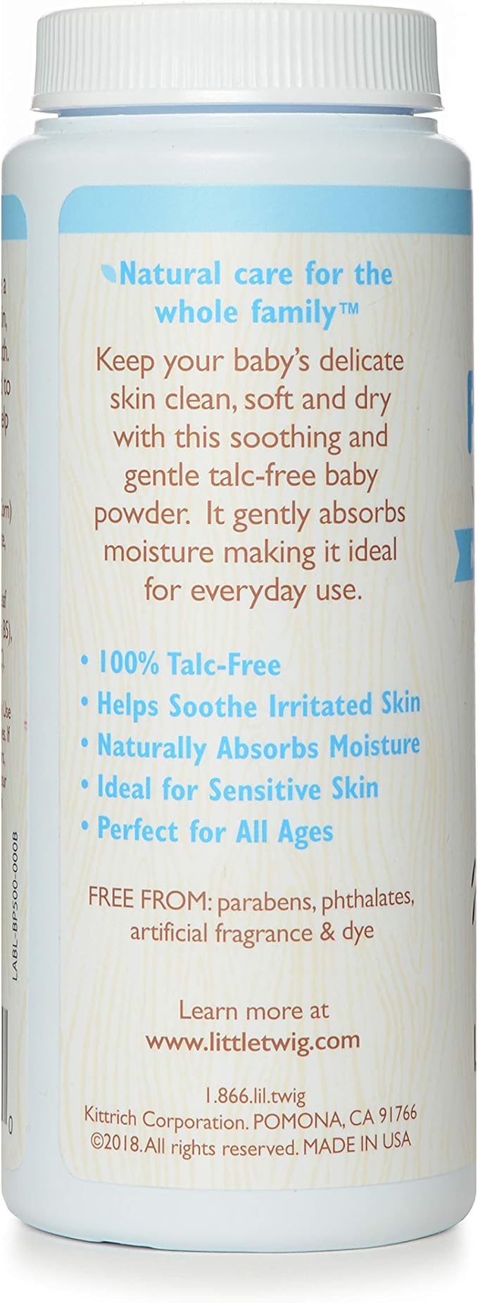 Little Twig Baby Powder, Natural Plant Derived Formula with Cornstarch and Aloe, 100% Talc-Free Powder, Fragrance-Free, 4.5 oz