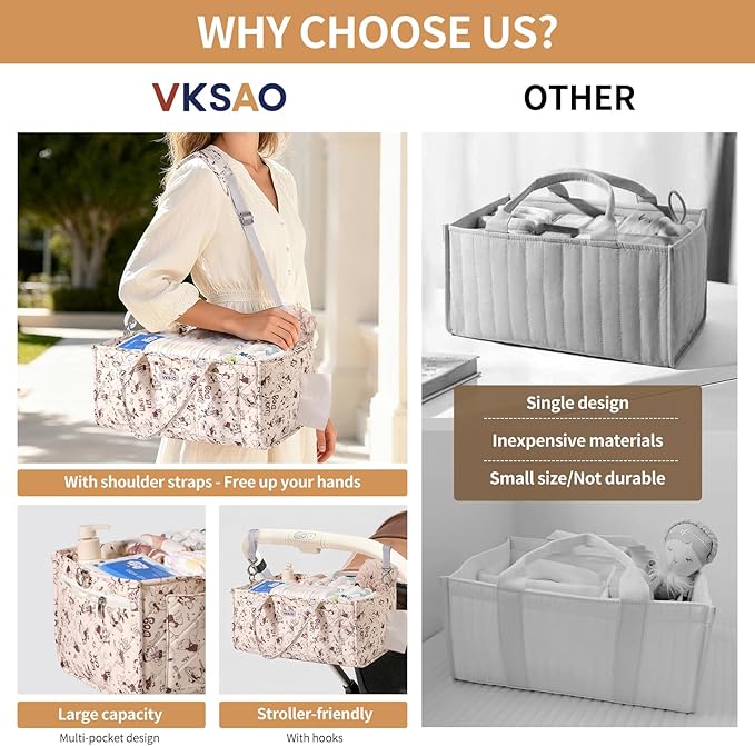 Cute Cartoon Animal Prints Baby Diaper Caddy Organizer, Diaper Bag Storage Basket for Newborn Essentials Must Haves Baby Shower Gifts, Black White Large