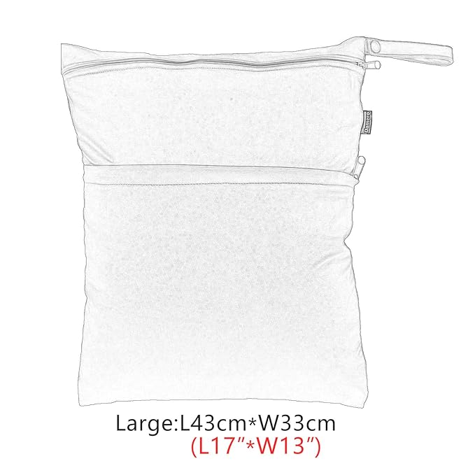 Damero Cloth Diaper Wet Dry Bag with Handle for Swimsuit, Pumping Parts, Wet Clothes and More, Ideal for Travel, Exercise, Daycare, Swimming, Reusable and Water-Resistant (Large,Cute Whale)