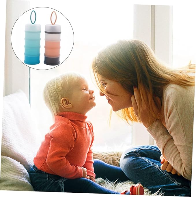Kisangel Baby Formula Dispenser 2Pcs Portable Milk Powder Storage Box Stackable Travel Container with Detachable Compartments 7.5X3X3 Inches