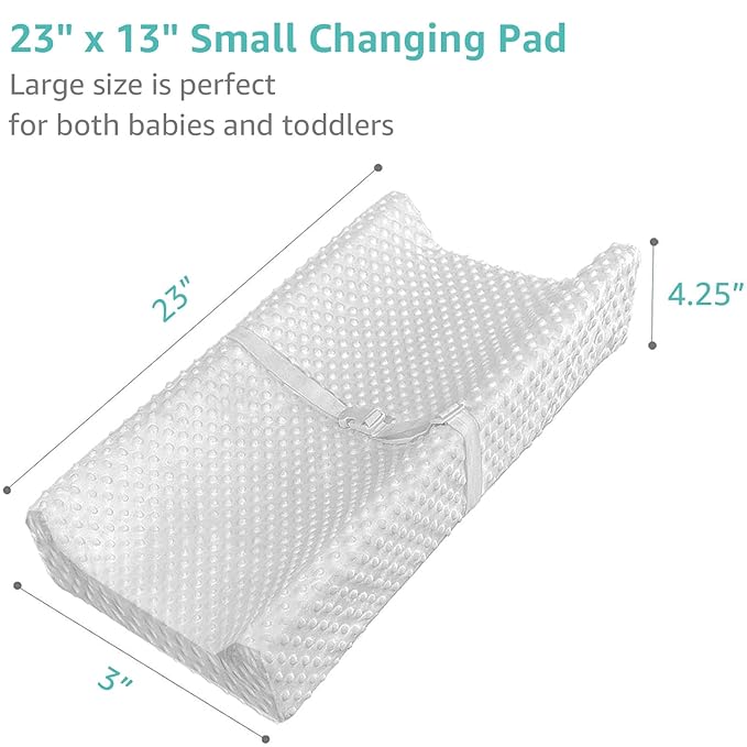 YENING Mini Changing Pad Small 23 x 13 with Washable Cover Waterproof Baby Diaper Changing Pad for Dresser Table Pad Grey