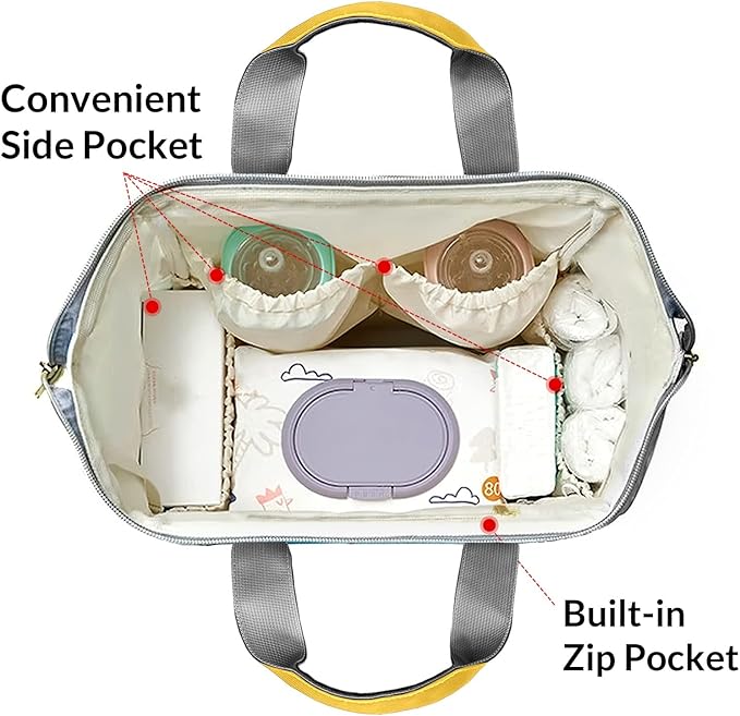 Cute Elephant Sunflowers Cute Diaper Bag Baby Nappy Bag Daughter Multi-Function Custom Baby Bag Picnic Diaper Carrying Bag Unisex Gifts with Name