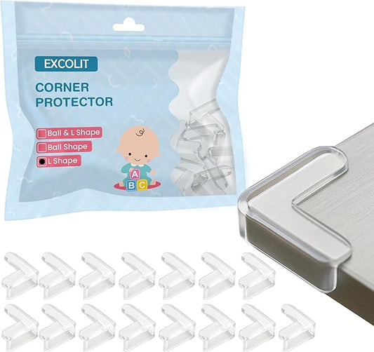 15 Pack Corner Protectors – Large L-Shaped Clear Edge Guards – High-Bond Adhesive Furniture Bumper – Crystal Clear Protectors for Sharp Corners on Tables & Cabinets