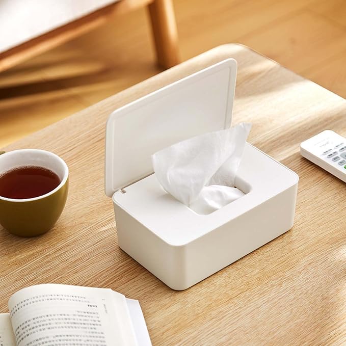 Wipes Dispenser, Wipe Holder for Baby & Adult, Baby Wipe Holder for Fresh Wipes,Wipe Container with Sealing Design Lid,Refillable Wipes Dispenser Baby Wipes Case with Cover for Household(Small Size)