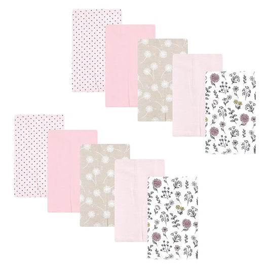 Hudson Baby Unisex Baby Flannel Burp Cloth 10pk, Dandelion Wish, One Size
