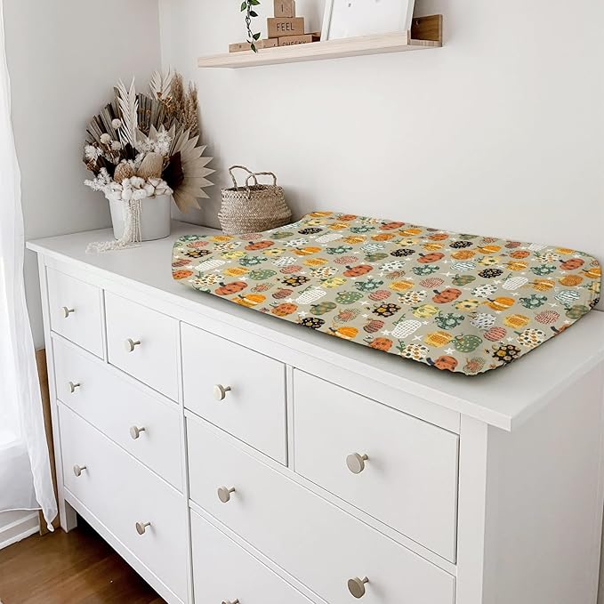 Vintage Fall Pumpkins Floral Baby Changing Pad Covers Autumn Harvest Diaper Changing Table Sheets for Boy Girl Thanksgiving Soft Breathable Stretch Baby Change Pad Table Mats 32''x16''