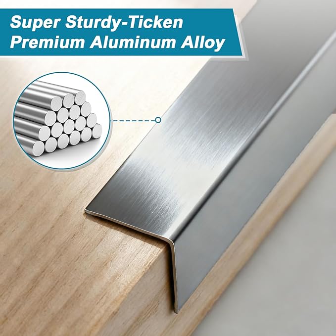 Raytano 8Pcs 45" L ×1" W Self Adhesive Metal Corner Protectors, Modern Aluminum Wall Corner Guards for Wall Door Furniture Cabinet Baseboard Frame Protection and Decoration (Size:45" x 1",Grey)