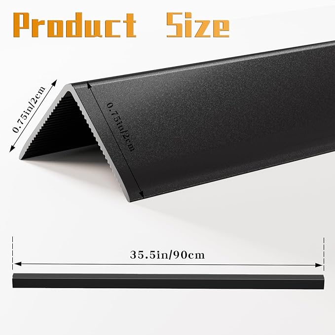 Metal Wall Corner Protector, Aluminum Corner Guards, Décor for Edge of Door Window Table Furniture Cabinets Fireplaces Tile Trim Edging, Size 35.5" L x 0.75" W (5 Pack,Black)