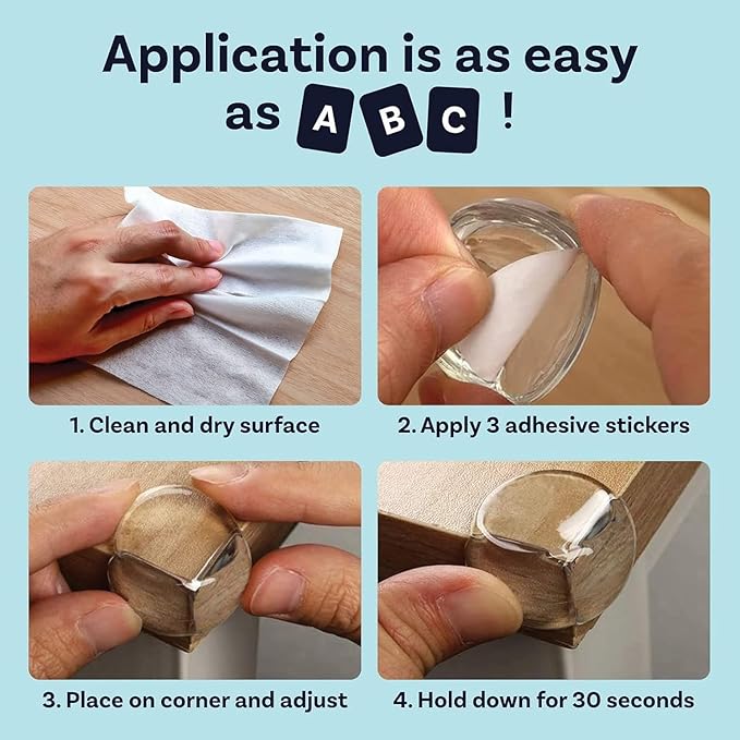 4Pcs Corner Protector for Baby, Self-Adhesive Protectors Guards, Furniture Protective Covers, Soft Corner Protector, Baby Proofing Edge, Furniture Bumper for Fireplace Stair Cabinet Safety