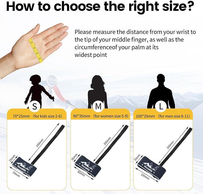 Glove Leash, 2 Pairs Ski Glove Wrist Straps Elastic Handcuff Leashes for Skiing Snowboarding Accessories, Adjustable Anti-Loss Hanging Glove Straps