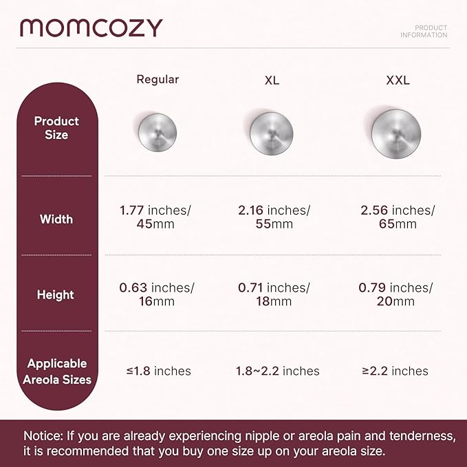 Momcozy 999 Silver Nursing Cups, Hole-Free Design, 999 Silver Nipple Shields, Breastfeeding Essentials, Nipple Cover for Breastfeeding Newborns,XL Size