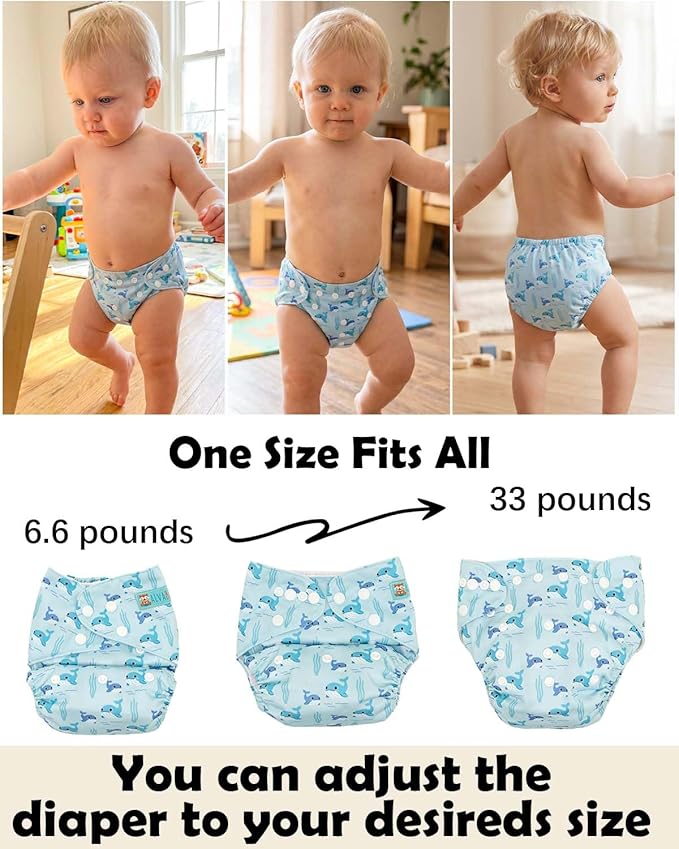 ALVABABY Baby Cloth Diapers 6 Pack with 12 Inserts Cloth Diaper Covers Adjustable Washable Reusable for Baby Girls and Boys 6DM136A