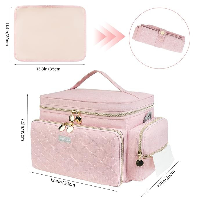 Breast Pump Bag Compatible with Spectra S1 and S2, Breast Pumping Travel Storage Bag with Waterproof Mat for Pumping Essentials and Accessories, Pink