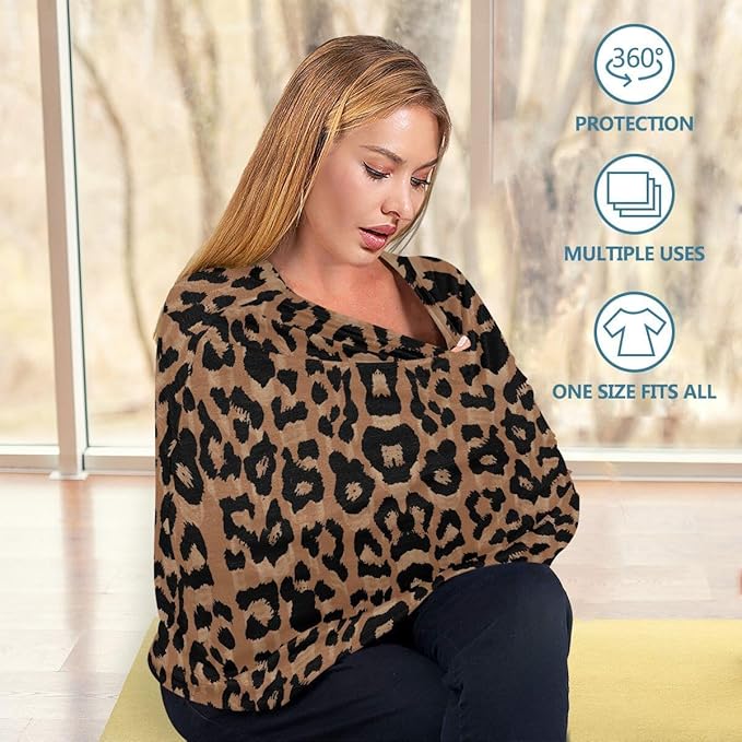 Breastfeeding Nursing Cover Baby Car Seat Canopy Cart Cover Cheeteh Leopard Print Blanket Stroller Poncho Cover