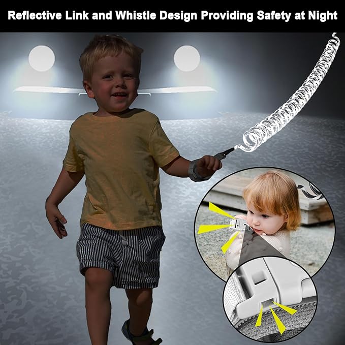 Accmor 2 in 1 Toddler Leash with Magnetic Lock, Kids Anti Lost Wrist Link 2 Packs Keep Twins Close, Reflective Child Walking Restraints Hand Straps Tether for Baby Boys Girls to Outdoor Traveling