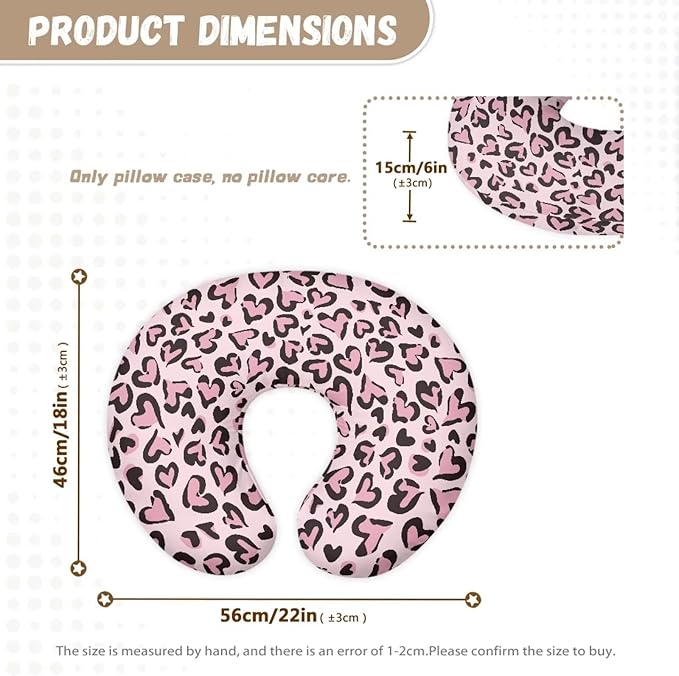Pink Leopard Feeding Pillow Cover Washable & Breathable Nursing Pillow Slipcovers Breastfeeding Newborn Feeding Cushion Cover Practical Gift, Best Choice for Mom Cover Only