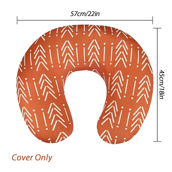 Baby Nursing Pillow Cover, Breastfeeding Pillow Cover Boys Girls, Nursing Pillow Case for Newborn, Soft Fabric Fits Snug On Infant, Washable and Breathable, Vintage Orange