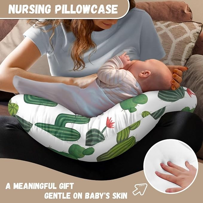 Cacti Nursing Pillow Cover Slipcover for Breastfeeding Pillows, Soft and Stretchy Safely Breastfeeding Pillow Cover Baby Essentials