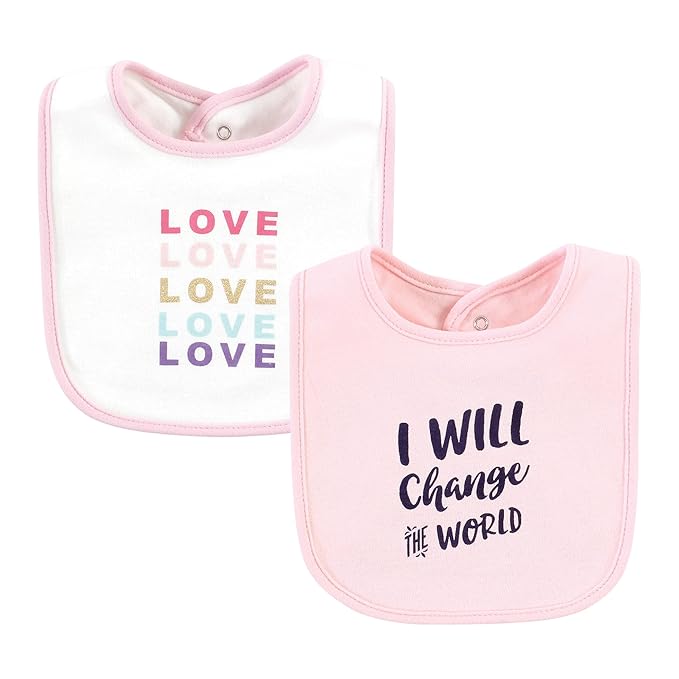 Hudson Baby Unisex Baby Cotton Bibs, Empowerment, One Size
