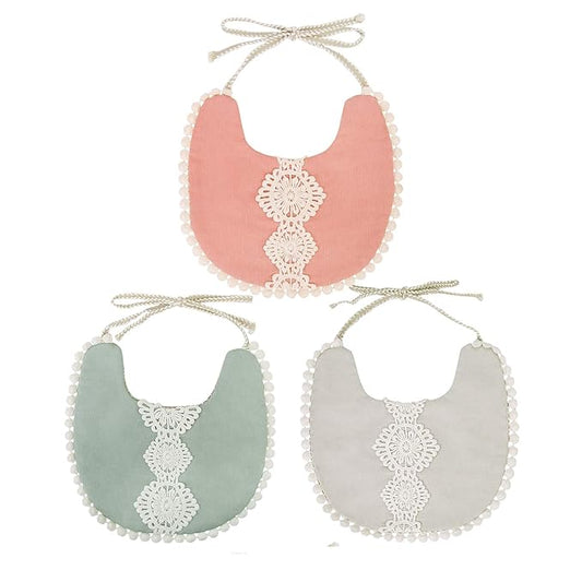 Baby Bib For Girls,Reversible Waterproof Handmade Natural Cotton Baby Drool Bib 0-12 months 3 Pack
