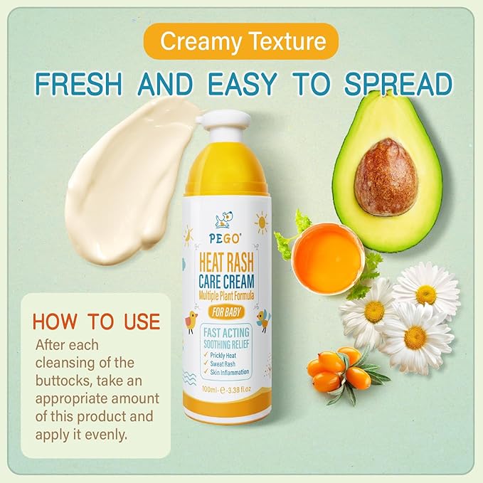 PEGO Diaper Rash Cream for Baby,Prevents, Soothes Diaper Rash,Essentials Zinc Oxide Ointment,Egg Yolk Oil, Gentle & Non-Irritating 100ml/3.38 Fl Oz