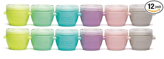 melii Snap & Go Baby Food Storage Containers |12 Pack 2 oz, Stackable Freezer Containers with Airtight Lids, BPA-Free, Reusable Snack Cups for Purees, Meal Prep & On-the-Go