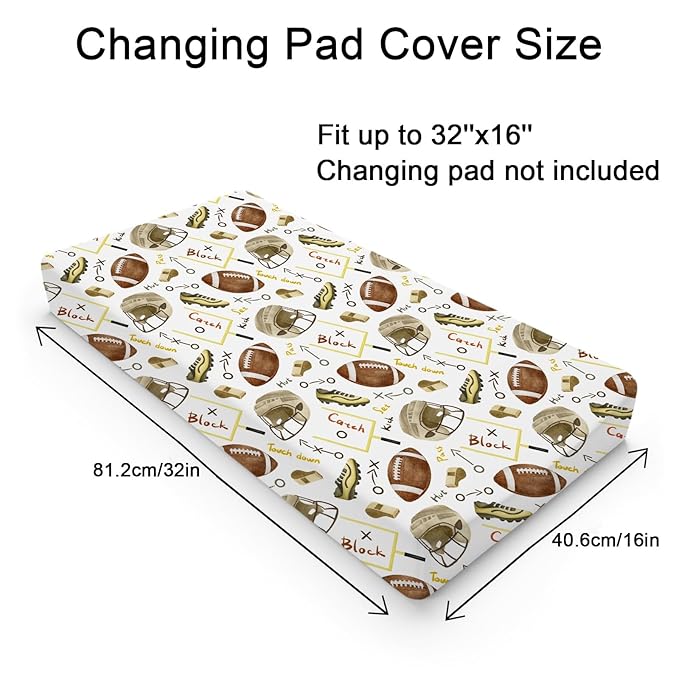 Watercolor American Football Baby Changing Pad Cover for Boy Girl 32''x16'' American Football Rules Fitted Diaper Change Table Sheet Outdoor Sports Gift Soft Breathable Baby Changing Table Mats
