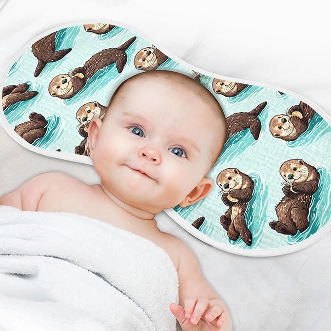 Muslin Burp Cloth for Baby 1PC Cute Sea Otters Super Absorbent Burping Cloths, Bibs for Newborn Boys Girls