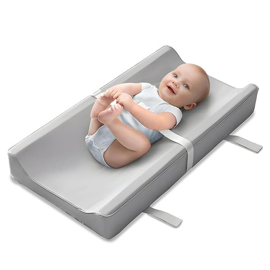 KRYSO Baby Changing Pad – Soft Vegan Leather Changing Pad, Waterproof and Wipeable Diaper Changing Mat, Easy-to-Clean Baby Mat for Newborns and Toddlers (Light Gray)