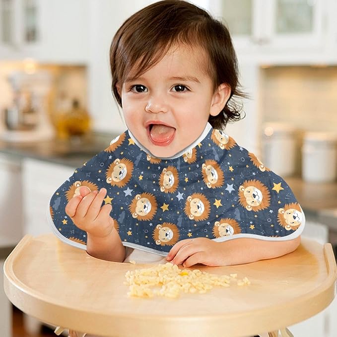 2Pcs Cute Lion Burp Cloth,Unisex Large Absorbent Soft Cotton Muslin Burping Cloths for Newborn Boys Girls,11x22in,A111664