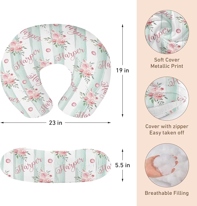 Dyoart Baby Nursing Pillow Cover,Personalized Name Soft Nursing Covers,Breastfeeding Pillow Slipcover for Bottle Feeding,Custom Gifts for Toddler Infannt(23"x19”x5.5")(one Size)