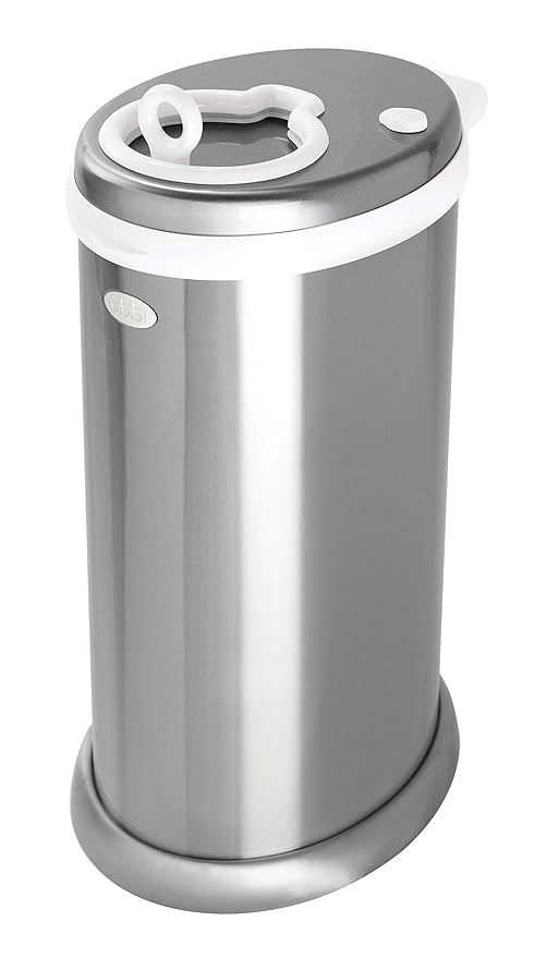 Ubbi Steel Diaper Pail, Odor Locking, No Special Bag Required & On The Go Gray Bag Dispenser with Lavender Scented Refills Baby Bundle
