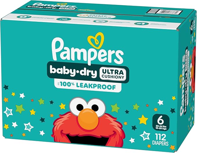 Pampers Diapers - Baby Dry - Size 6, 112 Count, Absorbent Disposable Infant Diaper (Packaging May Vary)